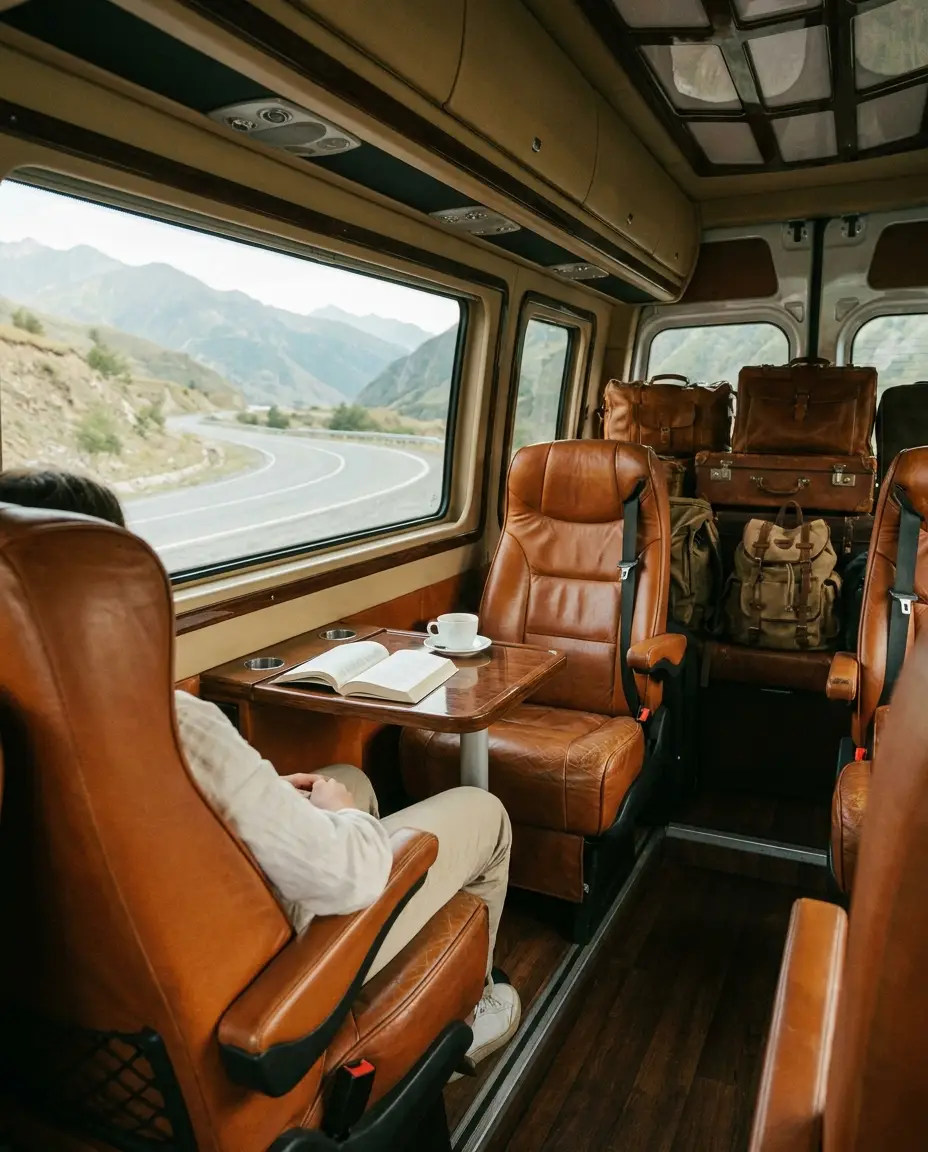 Салон Mercedes Sprinter, горы за окном